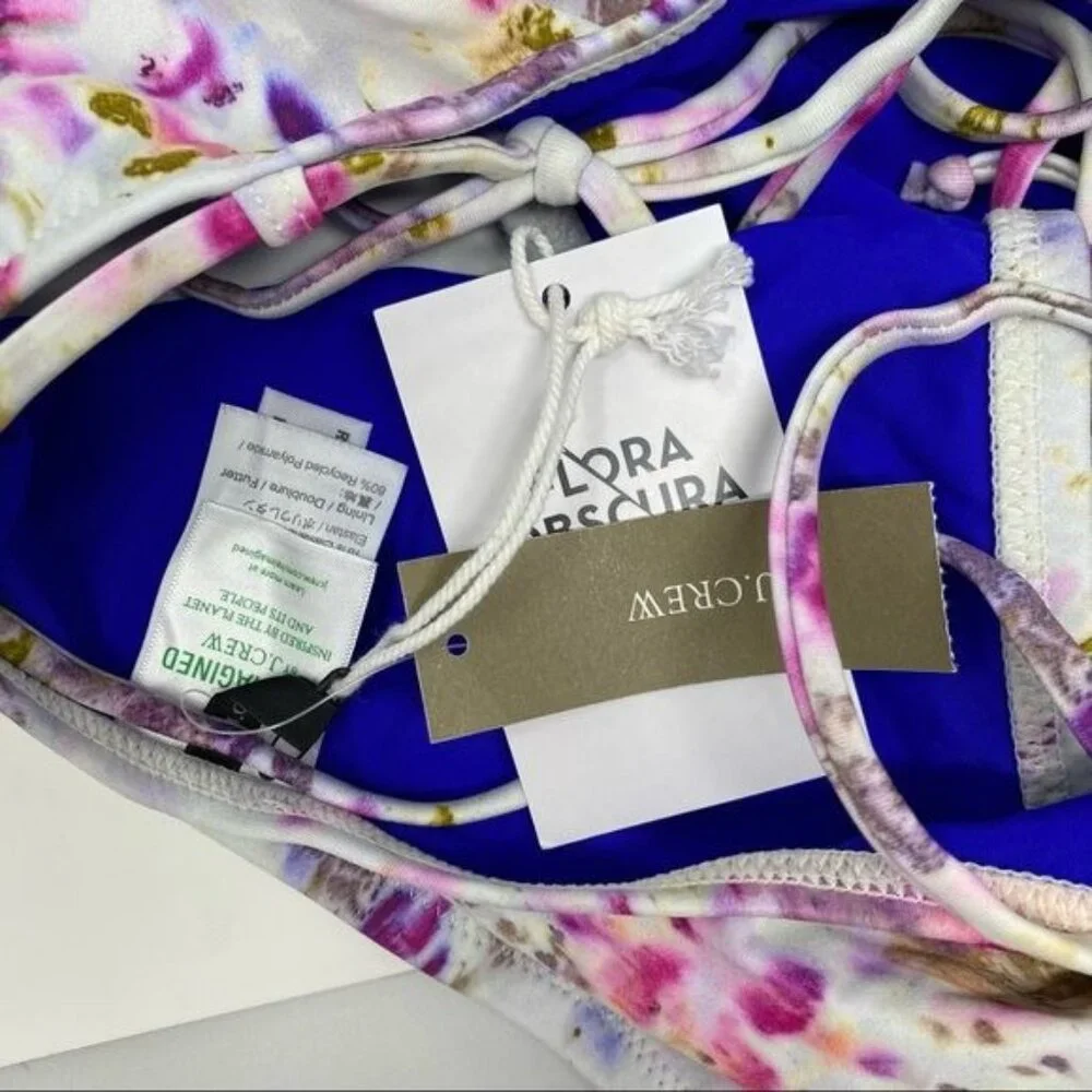 J. Crew X Flora Obscura One Piece Strappy Back Plunge in Kaleidoscope Floral NWT - Picture 8 of 8